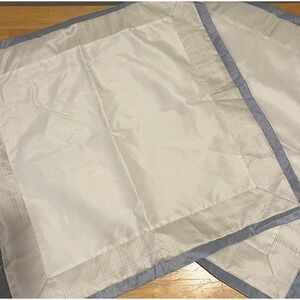Martha Stewart Collection 2‎ Light Blue & White Geometric Euro Pillow Shams Tan